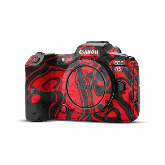 Abstract 3D Topographic Map in Red and Black Camera Skin | Stylish Protection