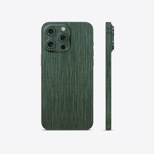 Linen Green Mobile Skin - Soft & Natural Fabric Texture