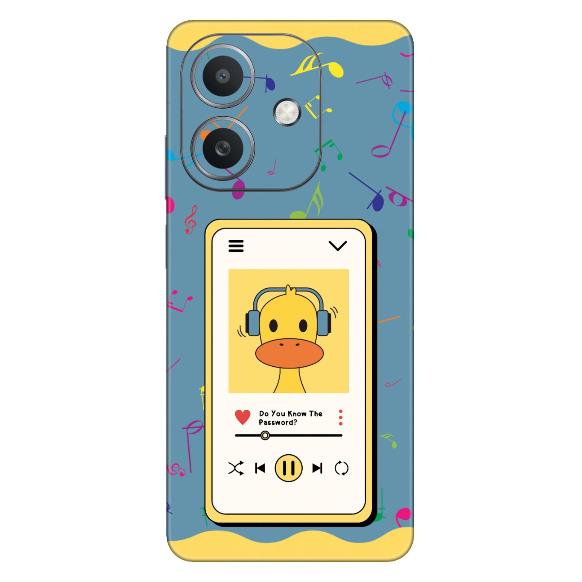 Cartoon Duck Music Player Mobile Skin – Fun and Playful Cartoon Design