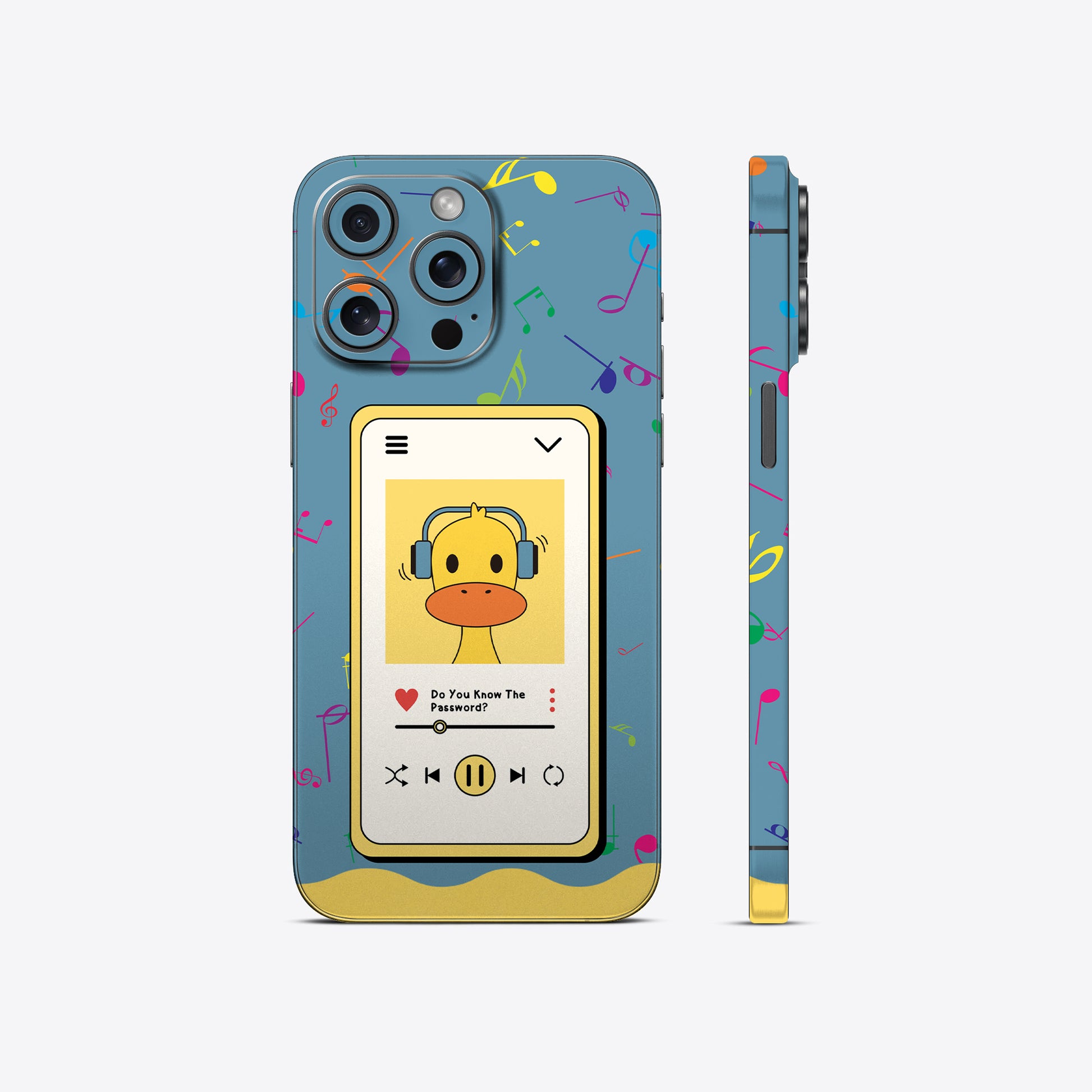 Cartoon Duck Music Player Mobile Skin – Fun and Playful Cartoon Design