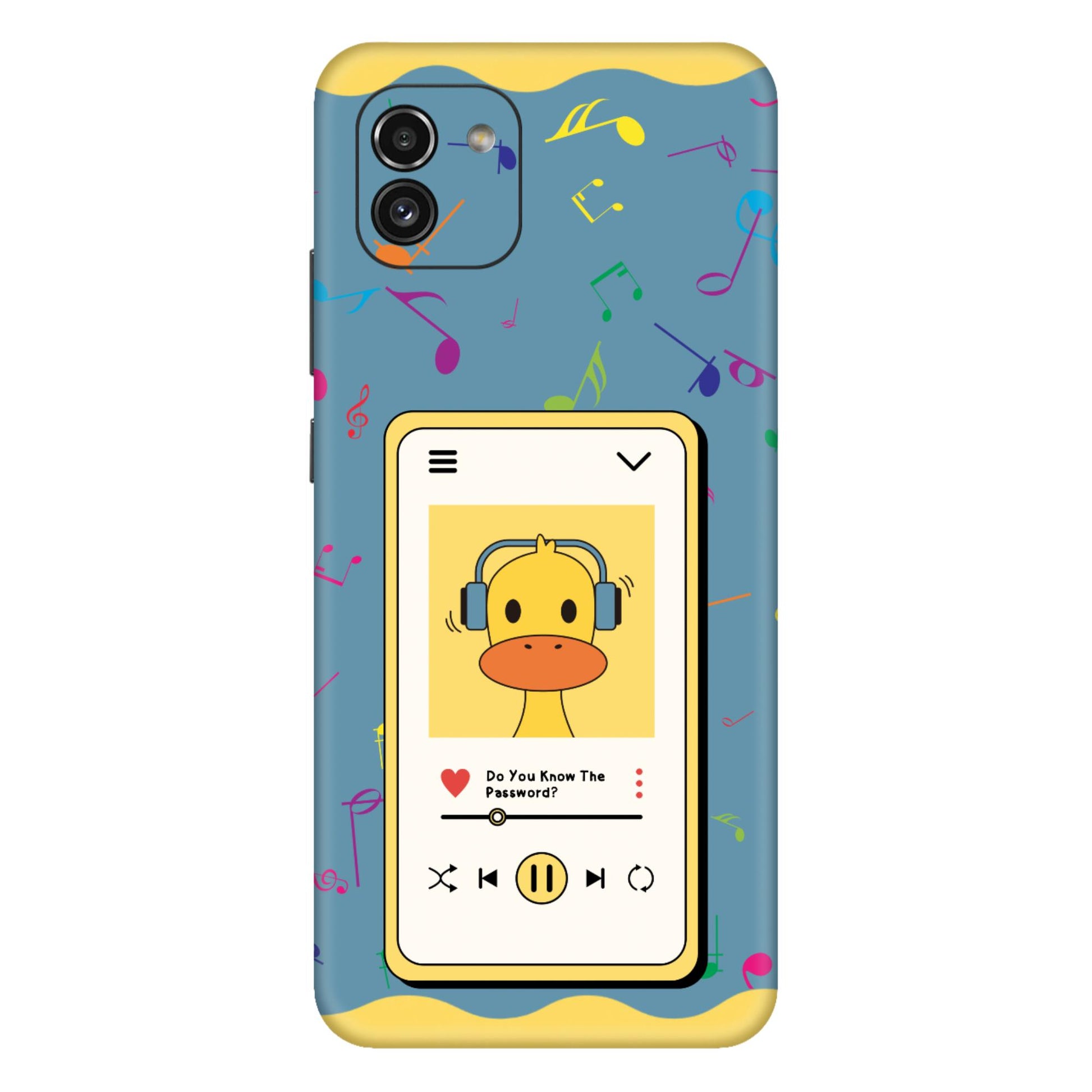 Cartoon Duck Music Player Mobile Skin – Fun and Playful Cartoon Design