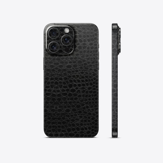 Crocodile Leather Black Glossy Mobile Skin - Sleek & Premium Protection