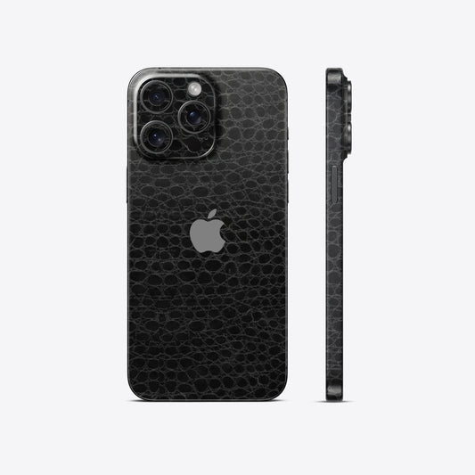 Crocodile Leather Black Glossy Mobile Skin - Sleek & Premium Protection
