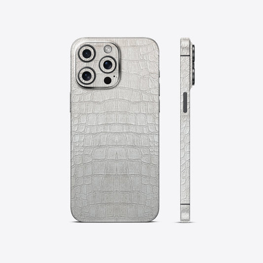 White Crocodile Leather Texture Mobile Skin - Luxurious & Durable Protection