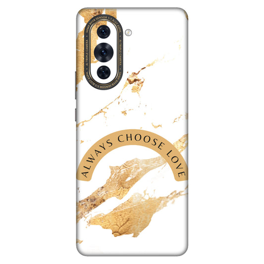 Always Choose Love Art Mobile Skin – White & Gold Marble Design with Premium Protection