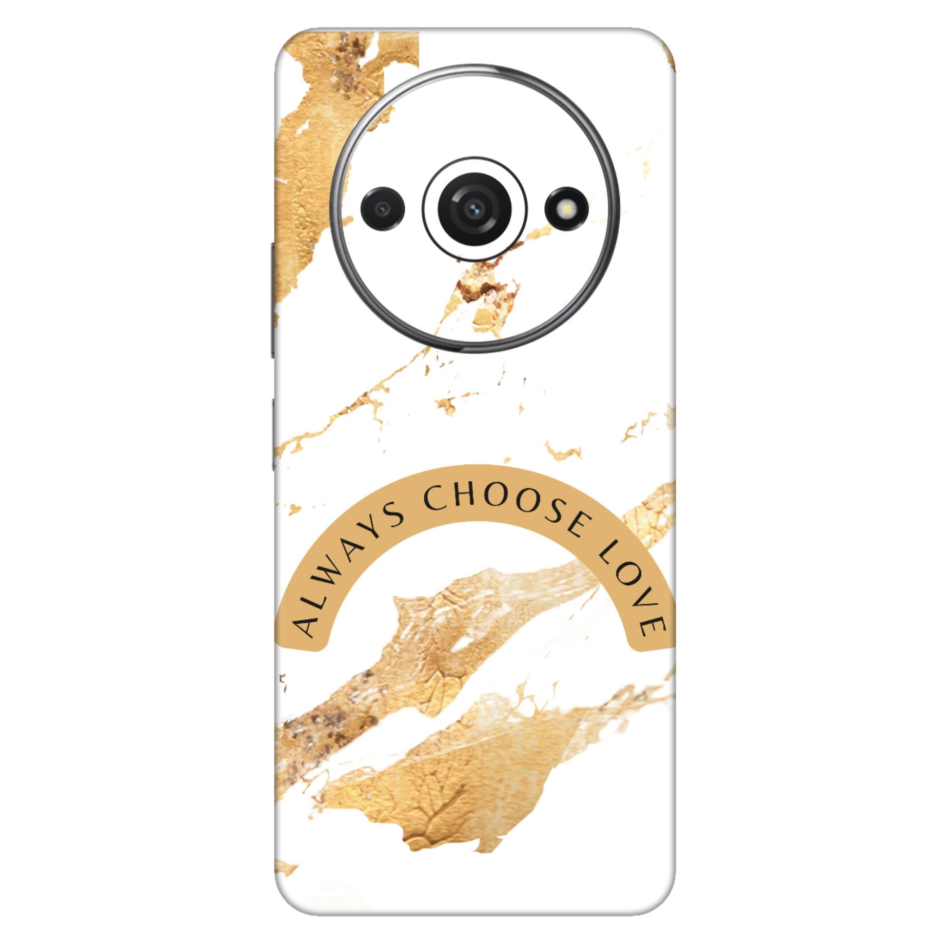 Always Choose Love Art Mobile Skin – White & Gold Marble Design with Premium Protection