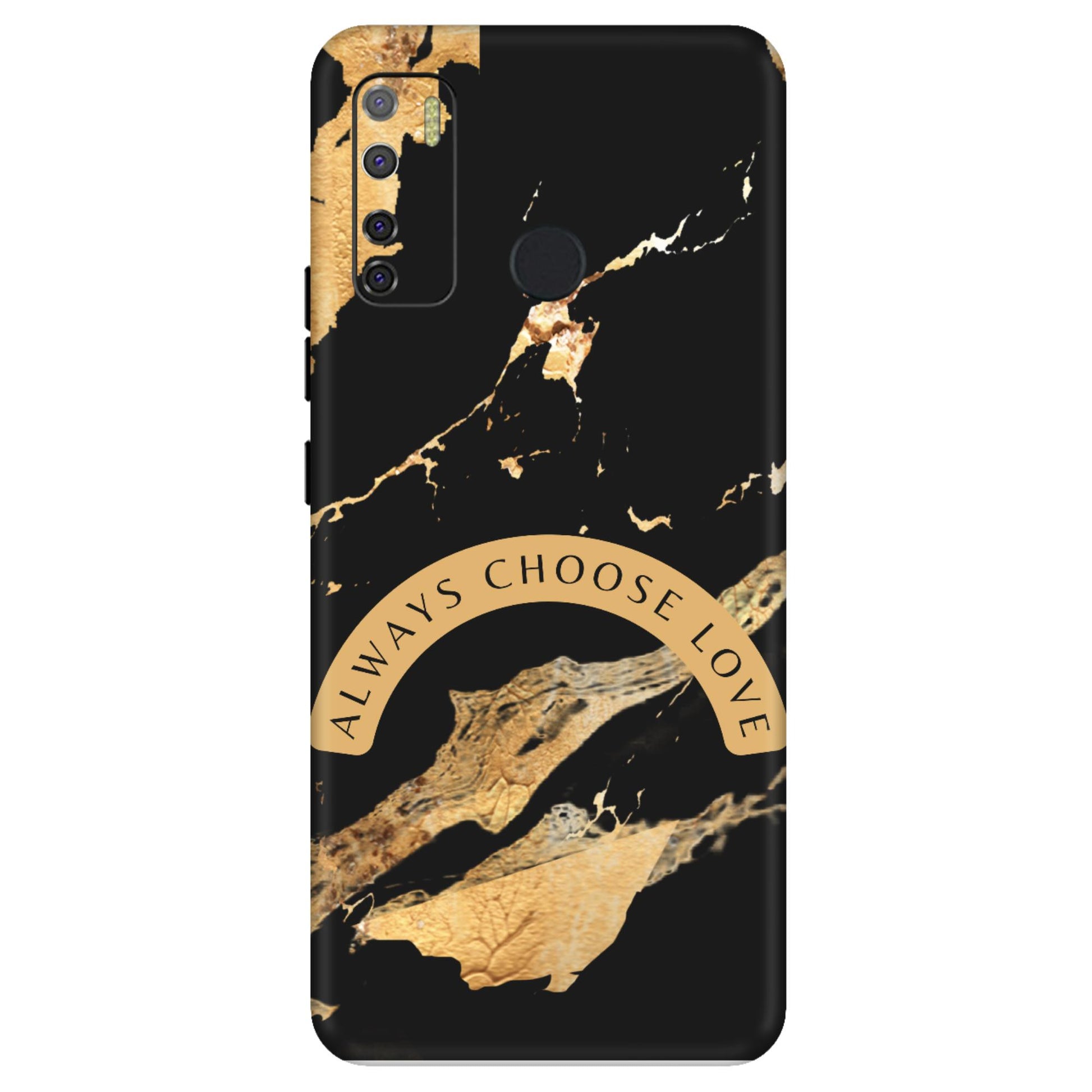Always Choose Love Art Mobile Skin – Black & Gold Marble Design with Premium Protection