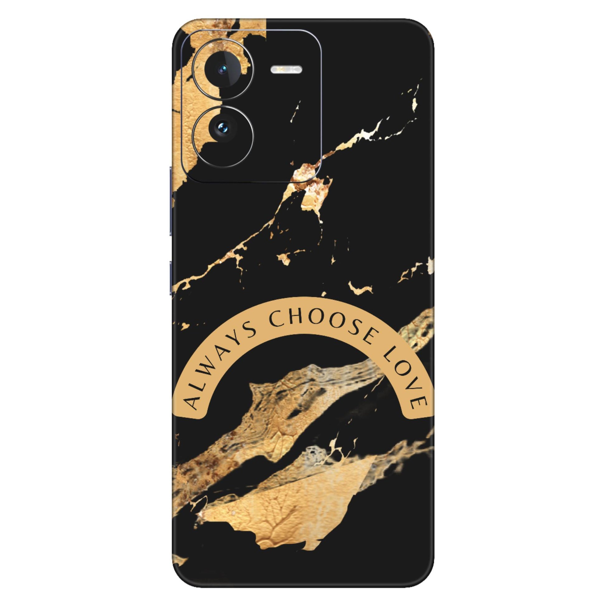 Always Choose Love Art Mobile Skin – Black & Gold Marble Design with Premium Protection